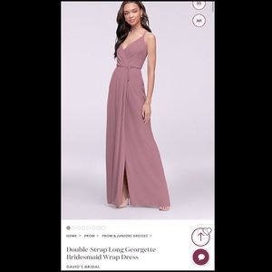 Double-Strap Long Georgette Bridesmaids Wrap Dress Davids Bridal